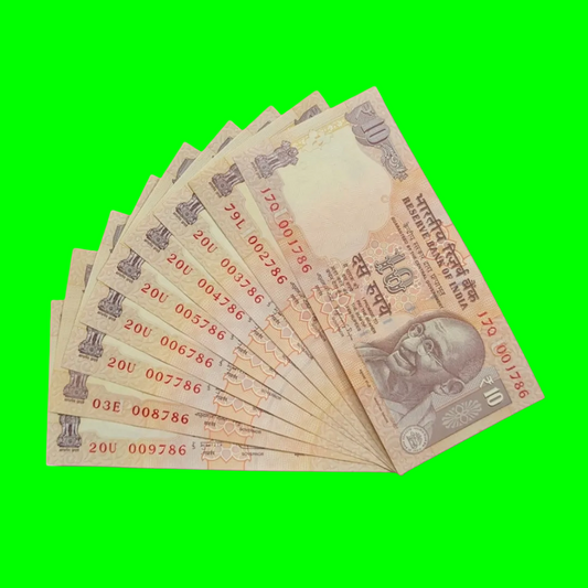 Rs 10 old set 001786 to 009786 governor raghu ram rajan unc condition - Collection Bazzar