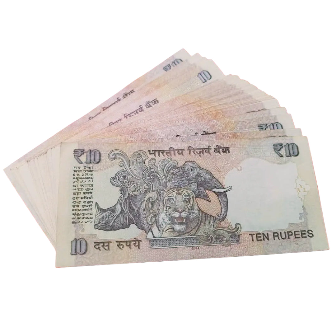 Rs 10 old tripping number superb lot 010101 to 989898 (1111111-999999 missing) 90 notes - Collection Bazzar