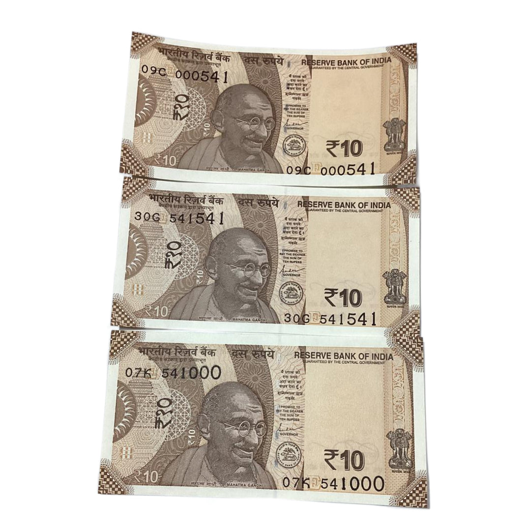 Rs 10 saibaba 000541 541541 541000 holy number set governor shaktikant das rare collectible - Collection Bazzar