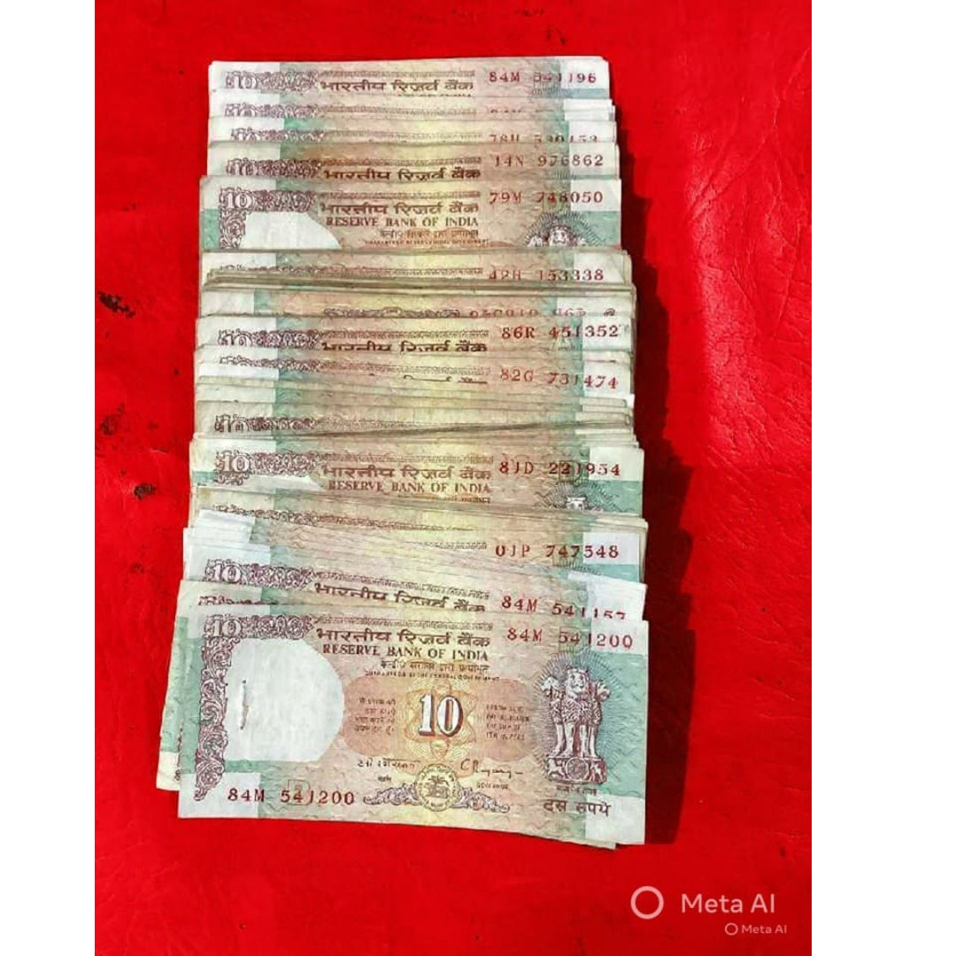 Rs 10 semi fancy 100 pieces lot governor c rangrajan collectible - Collection Bazzar