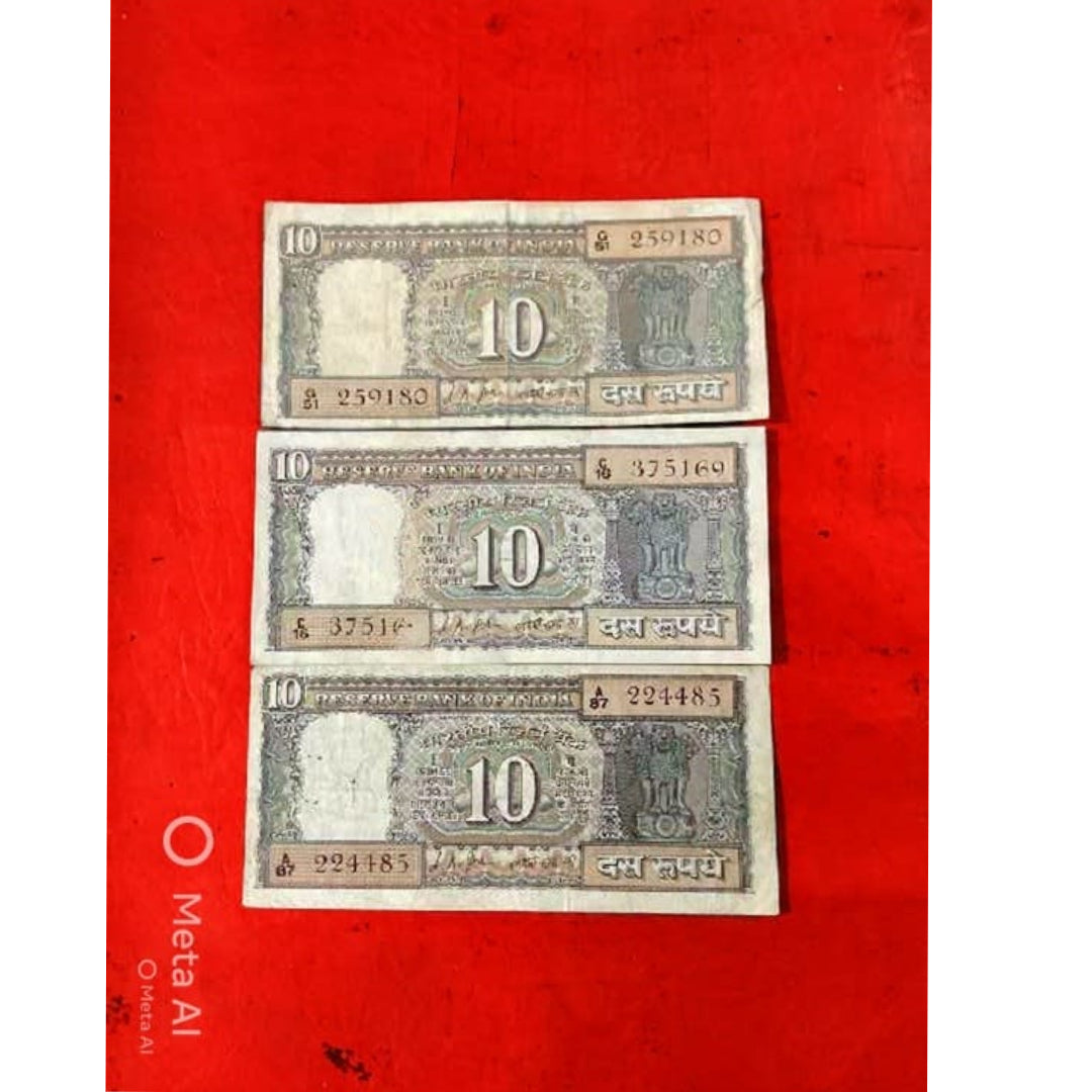 Rs 10 set of 3 notes back side gandhi governor L K jha - Collection Bazzar