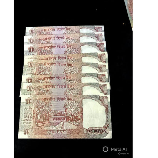 Rs 10 shalimar notes (8 piece lot) governor C rangrajan vintage collectible - Collection Bazzar
