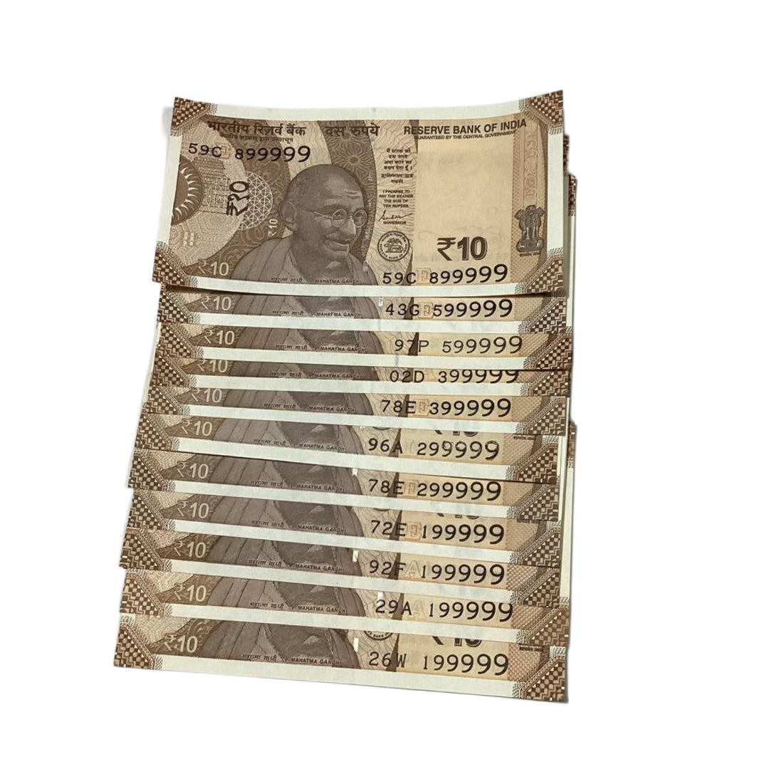 Rs 10 solid type numbers missing first digit governor shaktikant das rare collectible - Collection Bazzar