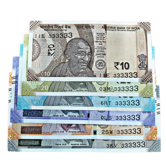 Rs 10 to Rs 500 Solid Fancy Number Note Set – 333333 | Shaktikanta Das - Collection Bazzar