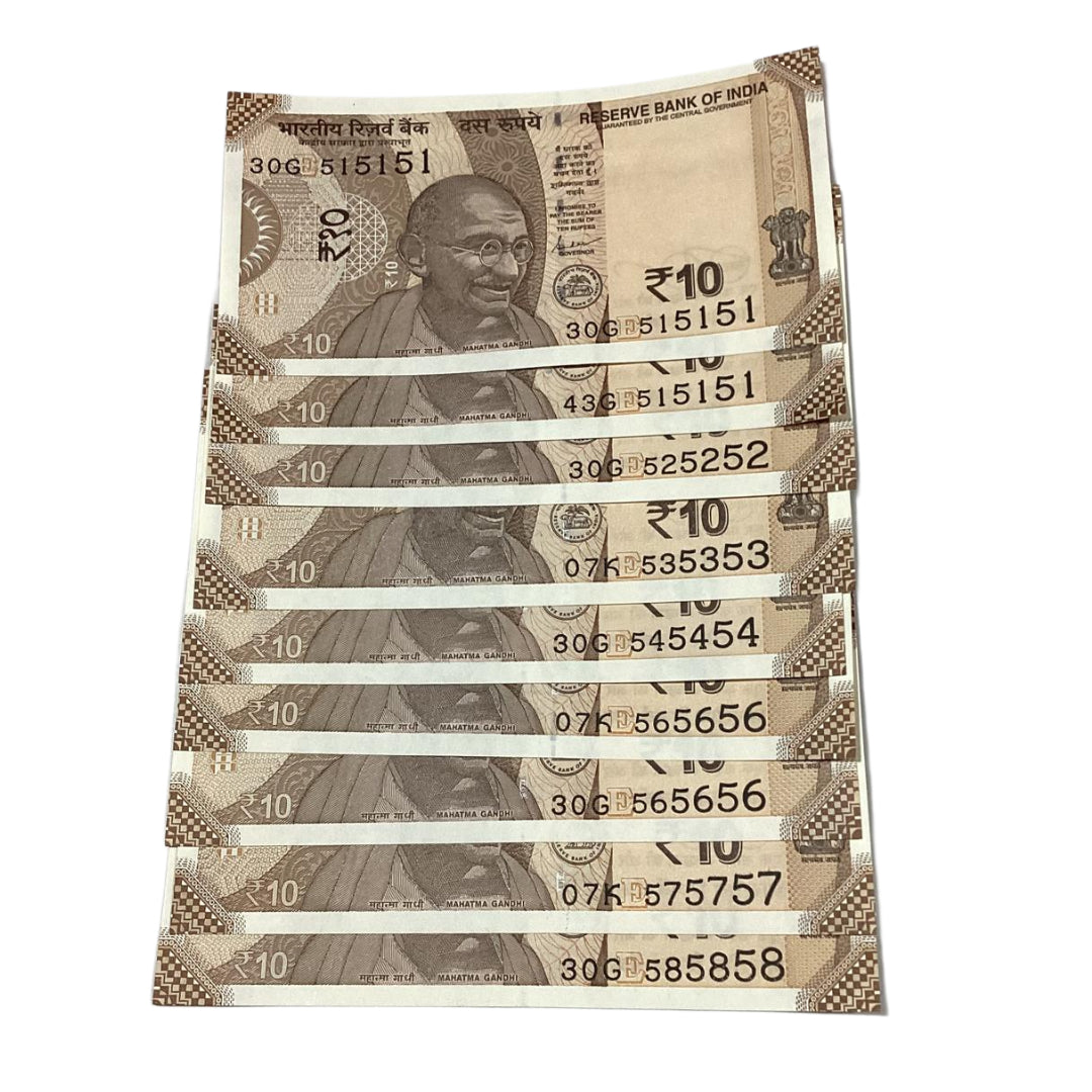 Rs 10 tripling 515151 and serialed numbers governor shaktikant das rare collectible - Collection Bazzar