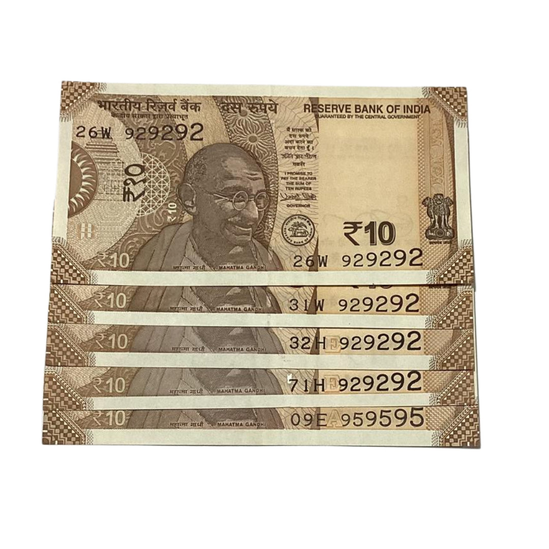 Rs 10 tripling 929292 number governor urjit patel rare collectible - Collection Bazzar