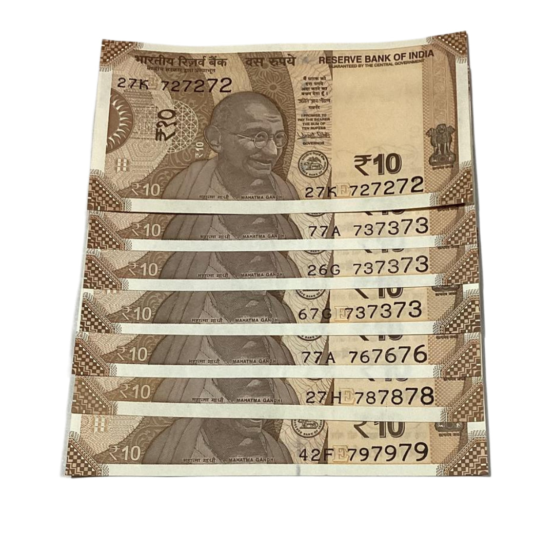 Rs 10 tripling number notes 727272 governor shaktikant das rare collectible - Collection Bazzar