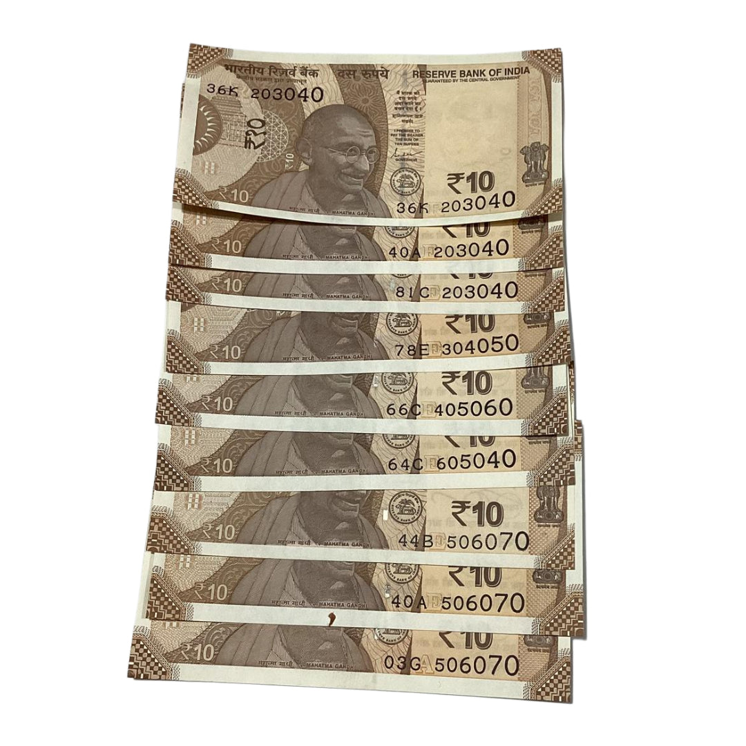Rs 10 tripling ladder 203040 number set governor shaktikant das rare collectible - Collection Bazzar