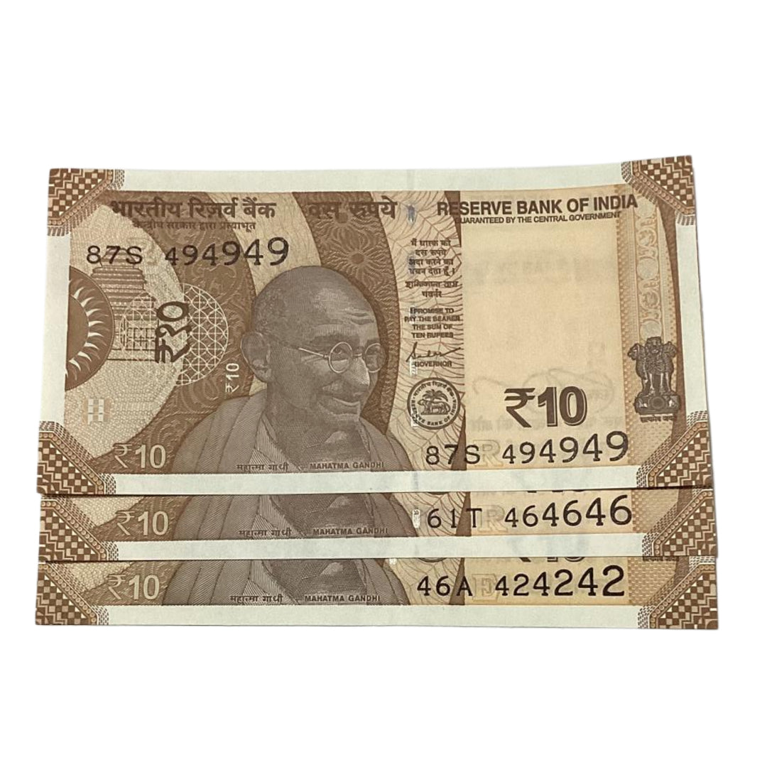 Rs 10 tripling 494949  numbers governor shaktikant das rare collectible - Collection Bazzar