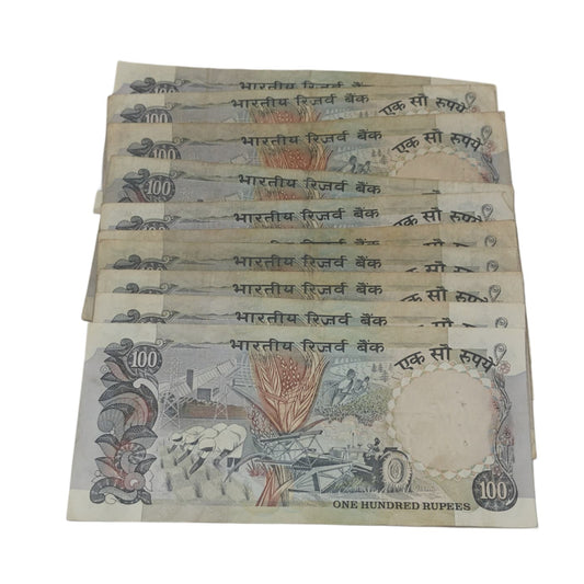 Rs 100 Note 10 Piece Set Agricultiure Cobalt | Rare Collectible Items | Signed by R.N Malhotra - Collection Bazzar