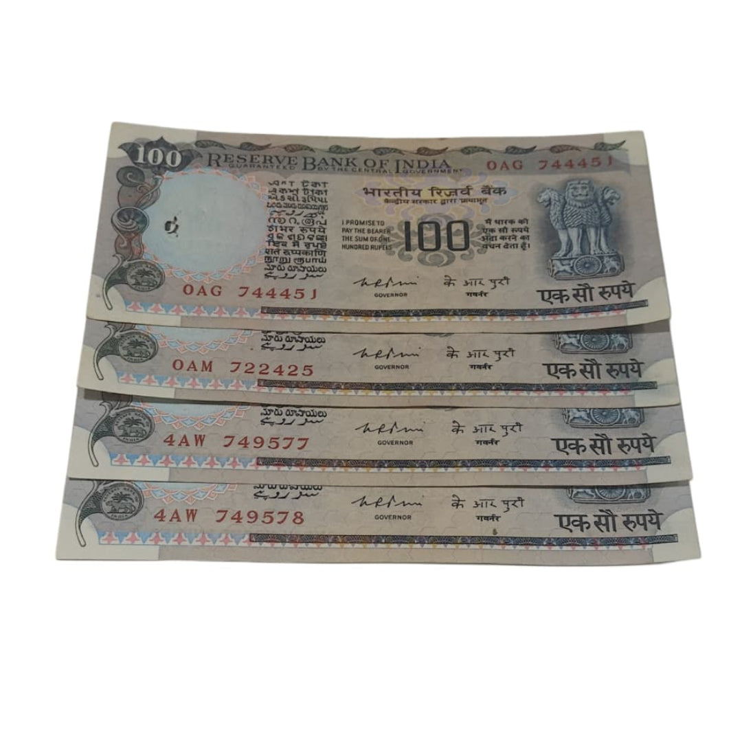 Rs 100 Note Each Note ₹850 Agriculture Cobalt | Signed by K R Puri Rare Collectible Items - Collection Bazzar