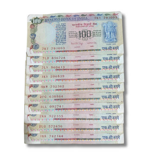 Rs. 100 Agriculture Note Old Issue 10 piece Set Governor Name Manmohan sing - Collection Bazzar