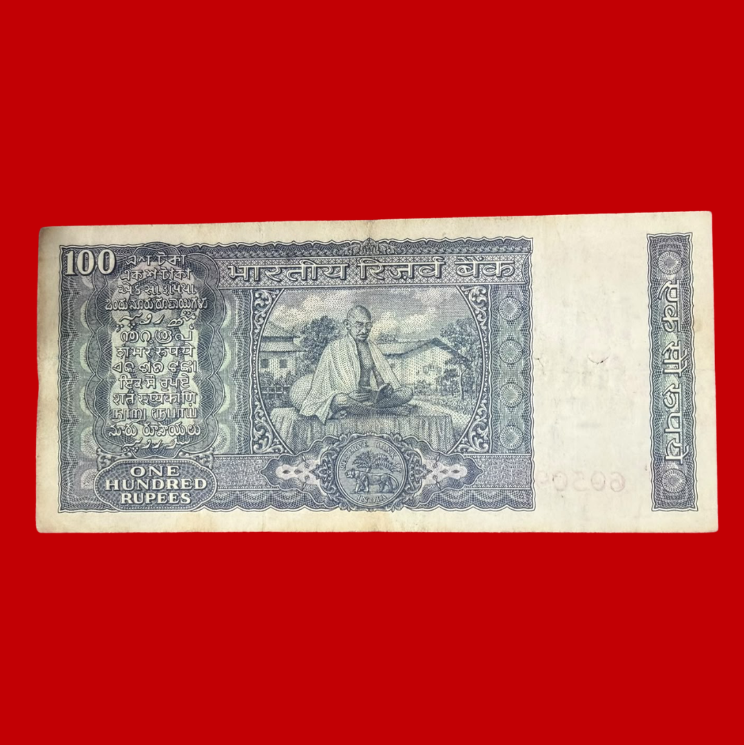 Rs 100 Back Side Gandhi Governor B N Adarkar Rare Collectible - Collection Bazzar