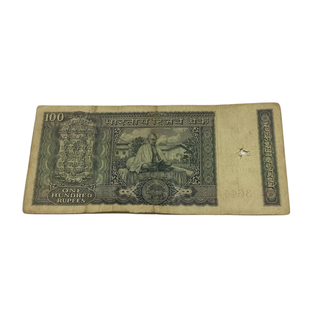Rare Rs 100 Black Boat Old Indian Currency Note with Mahatma Gandhi