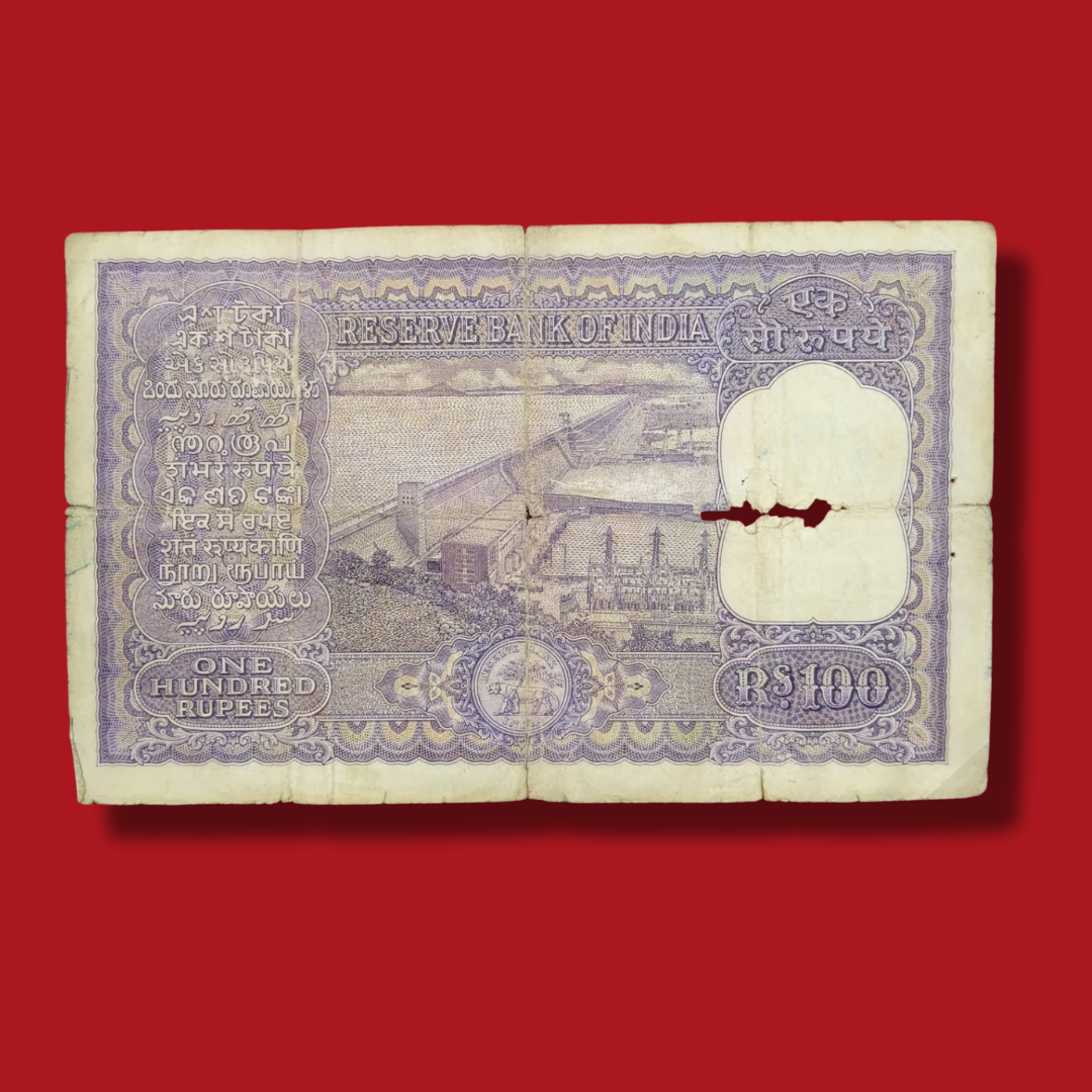 Rs 100 Big Size Note 579700 HVR Iyenger Rare - Collection Bazzar