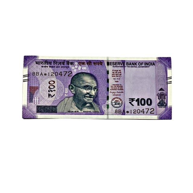 Rs 100 Birthday Date note 12.04.72 lucky & collectible indian currency - Collection Bazzar