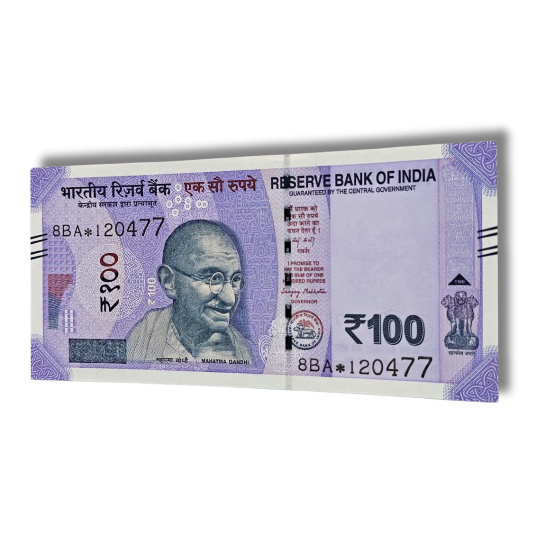 ₹100 Birthday Note serial 120477 dated 12 April 1977 Gandhi Series UNC condition collectible