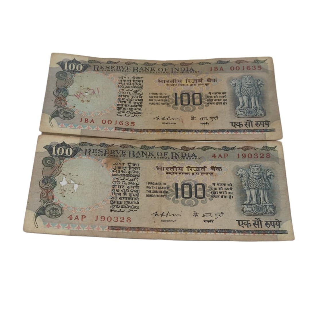 Rs 100 Note Dual Set Signed by K R Puri | Agriculture Cobalt | Rare Collectible Items - Collection Bazzar