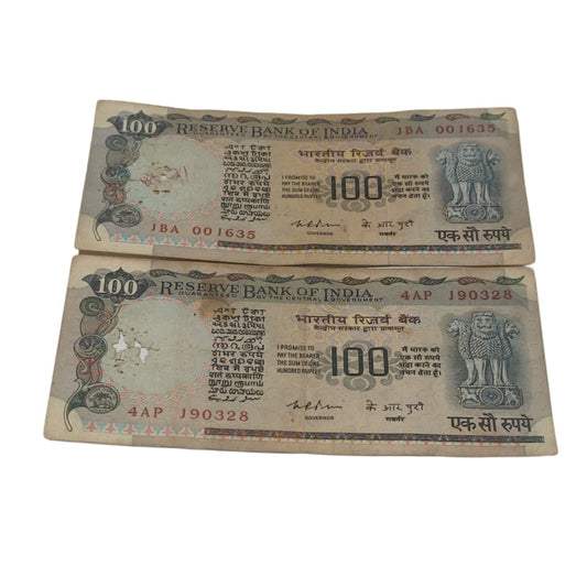 Rs 100 Note Dual Set Signed by K R Puri | Agriculture Cobalt | Rare Collectible Items - Collection Bazzar