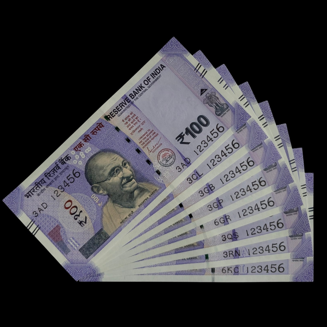 Rs 100 Note 123456 Straight Ladder Number Each Note Price - Collection Bazzar