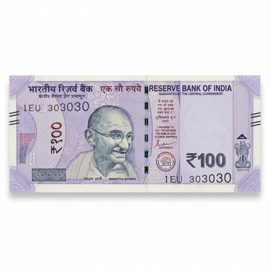 Rs 100 Note 303030 Tripling Number Rare Collectible Item - Collection Bazzar