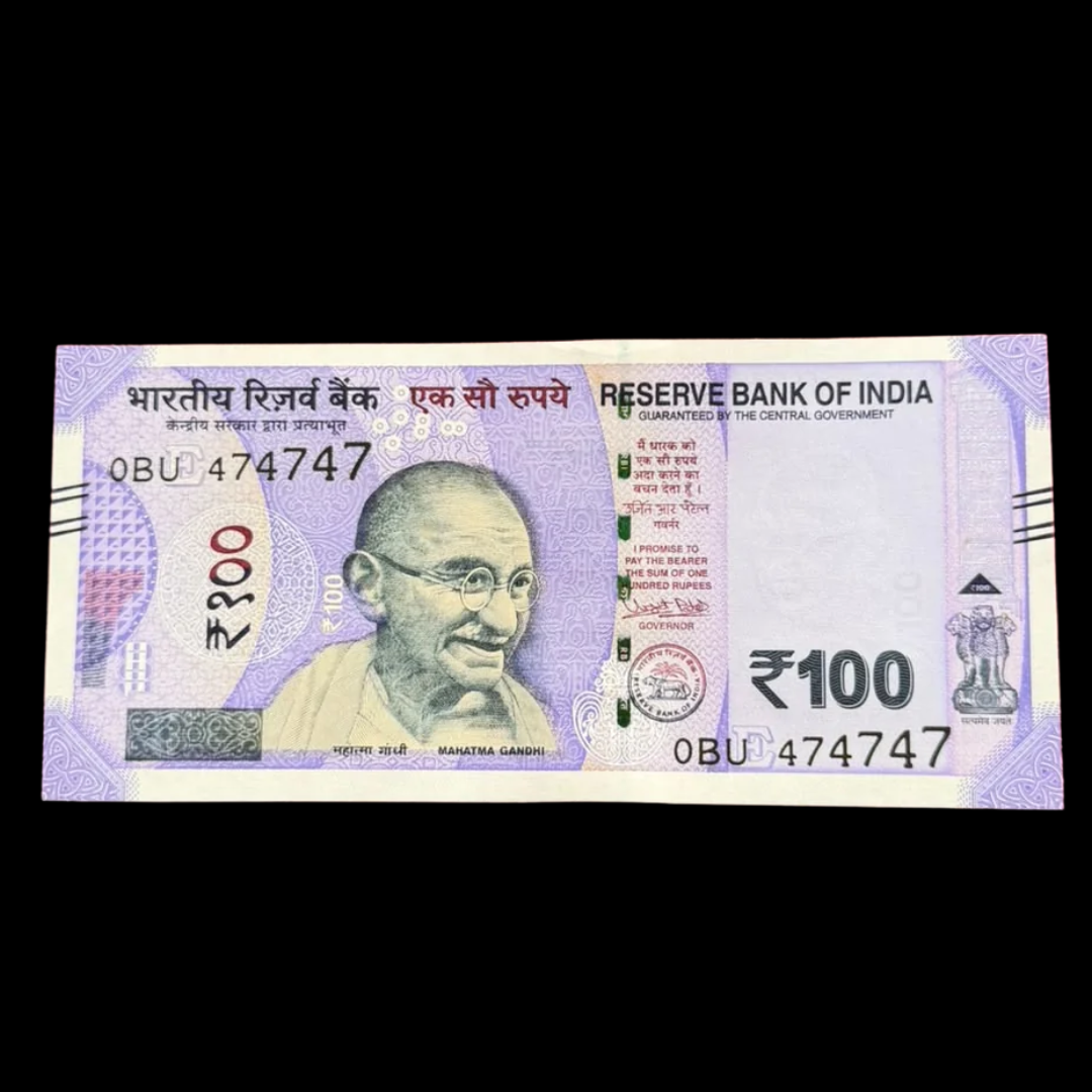 Rs 100 Note 474747 Tripling Number Fancy Rare Collectible - Collection Bazzar