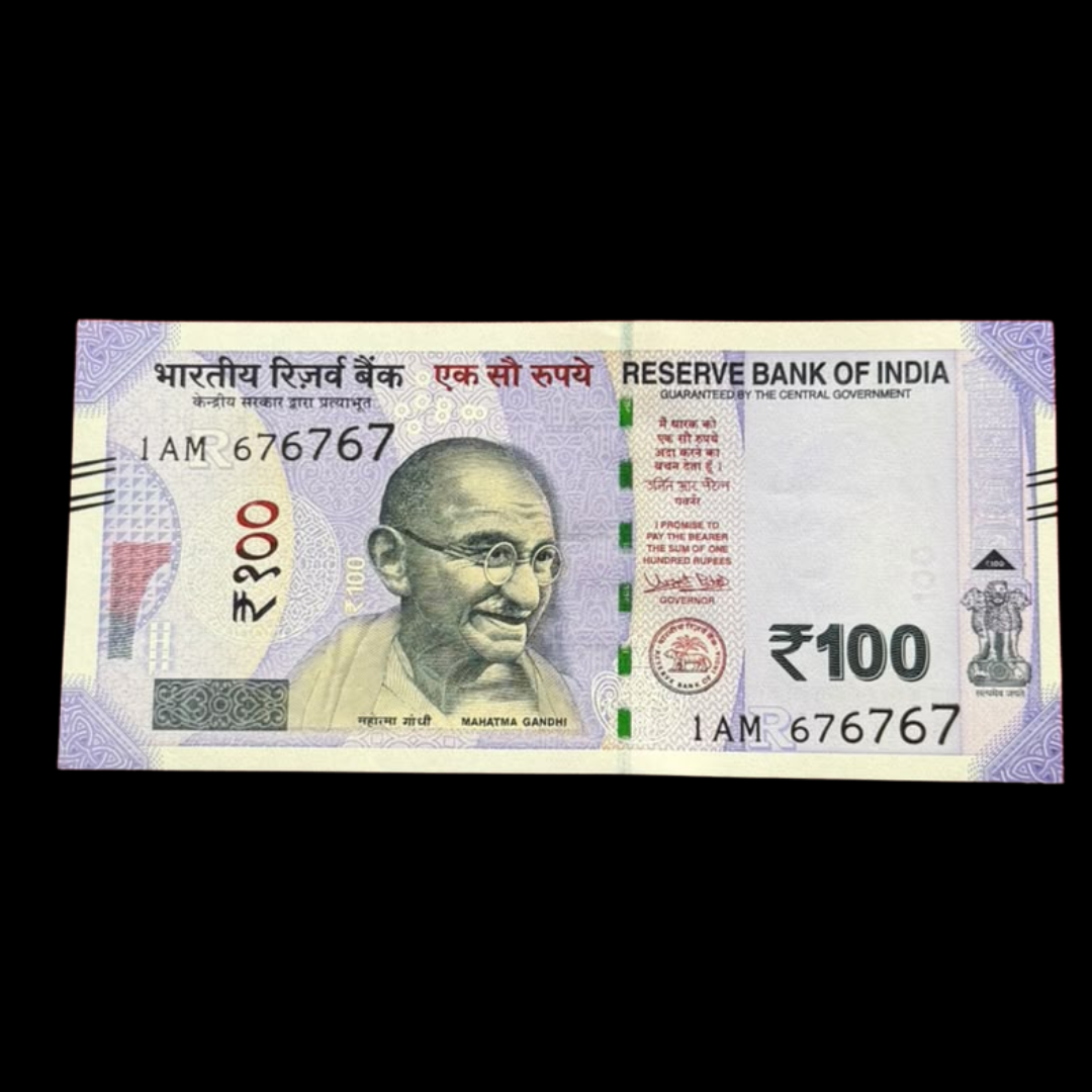 Rs 100 Note 676767 Tripling Number Fancy Rare Collectible - Collection Bazzar