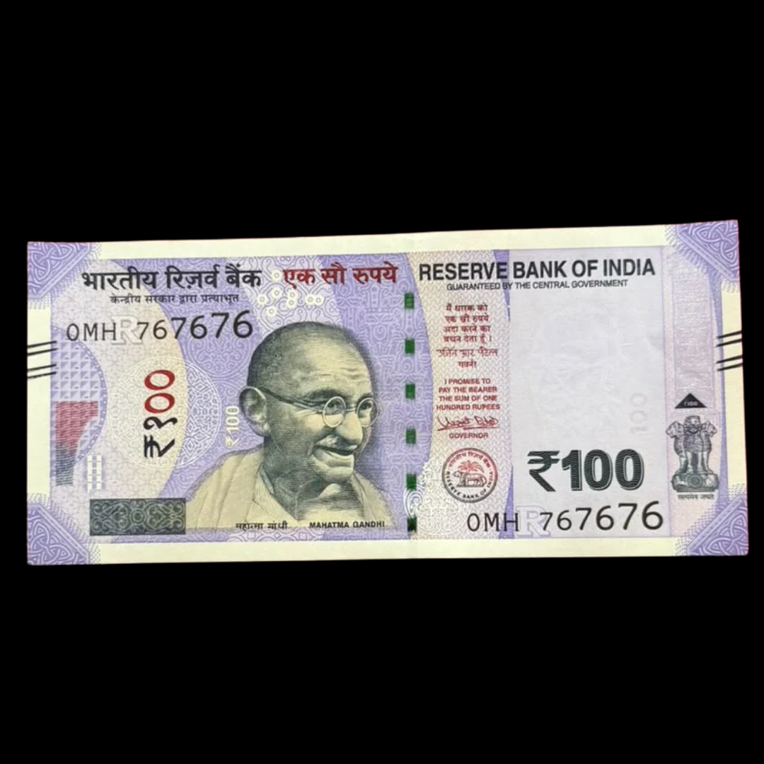 Rs 100 Note 767676 Tripling Number Fancy Rare Collectible - Collection Bazzar