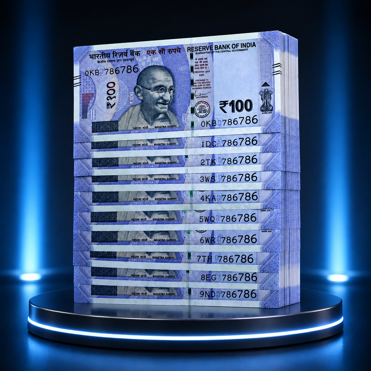 Rs 100 Note 786786 Holy Bismillah Number Rare Collectible Item each note price - Collection Bazzar