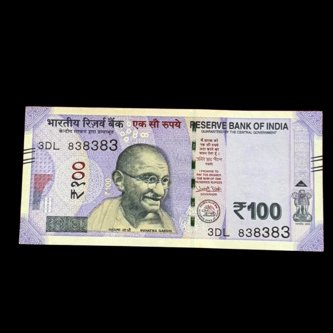 Rs 100 Note 838383 Tripling Number Fancy Rare Collectible - Collection Bazzar