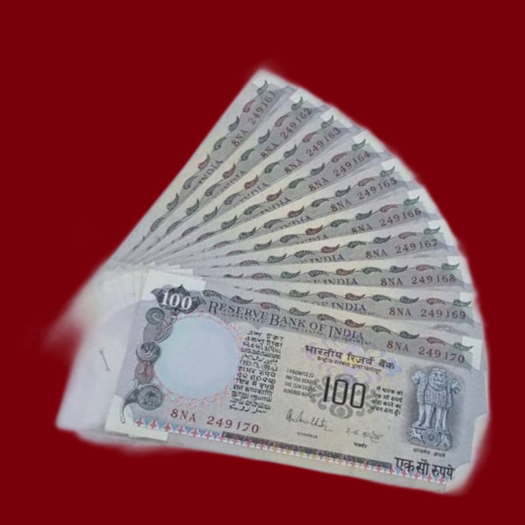 Rs 100 Note Old Grey Cobalt 249161- 249170 Set of 10 | Rare Collectible - Collection Bazzar