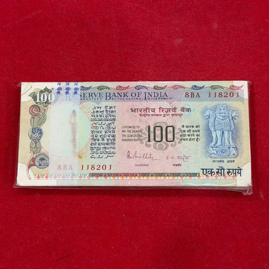 Rs 100 Note Old Issue Packet Serial 118201 Pink Beauty 214 shree Ram | Signed by R N Malhotra | Rare Collectible Item - Collection Bazzar
