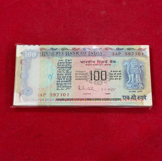 Rs 100 Note Old Packet Serial 597101 Pink Beauty | Signed by R N Malhotra | Rare Collectible Item - Collection Bazzar