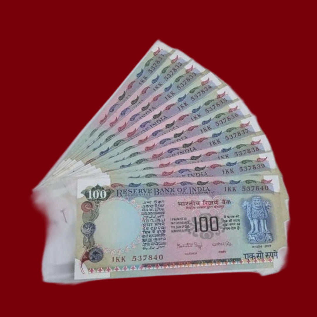 Rs 100 Note Old Pink Beauty Set of 10 Different Prefix | Signed by Manmohan Singh - Collection Bazzar
