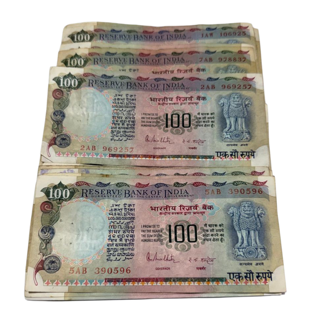 Rs 100 Note Pink Beauty Each Note ₹200 Governor R. N Malhotra Rare Collectible Item - Collection Bazzar