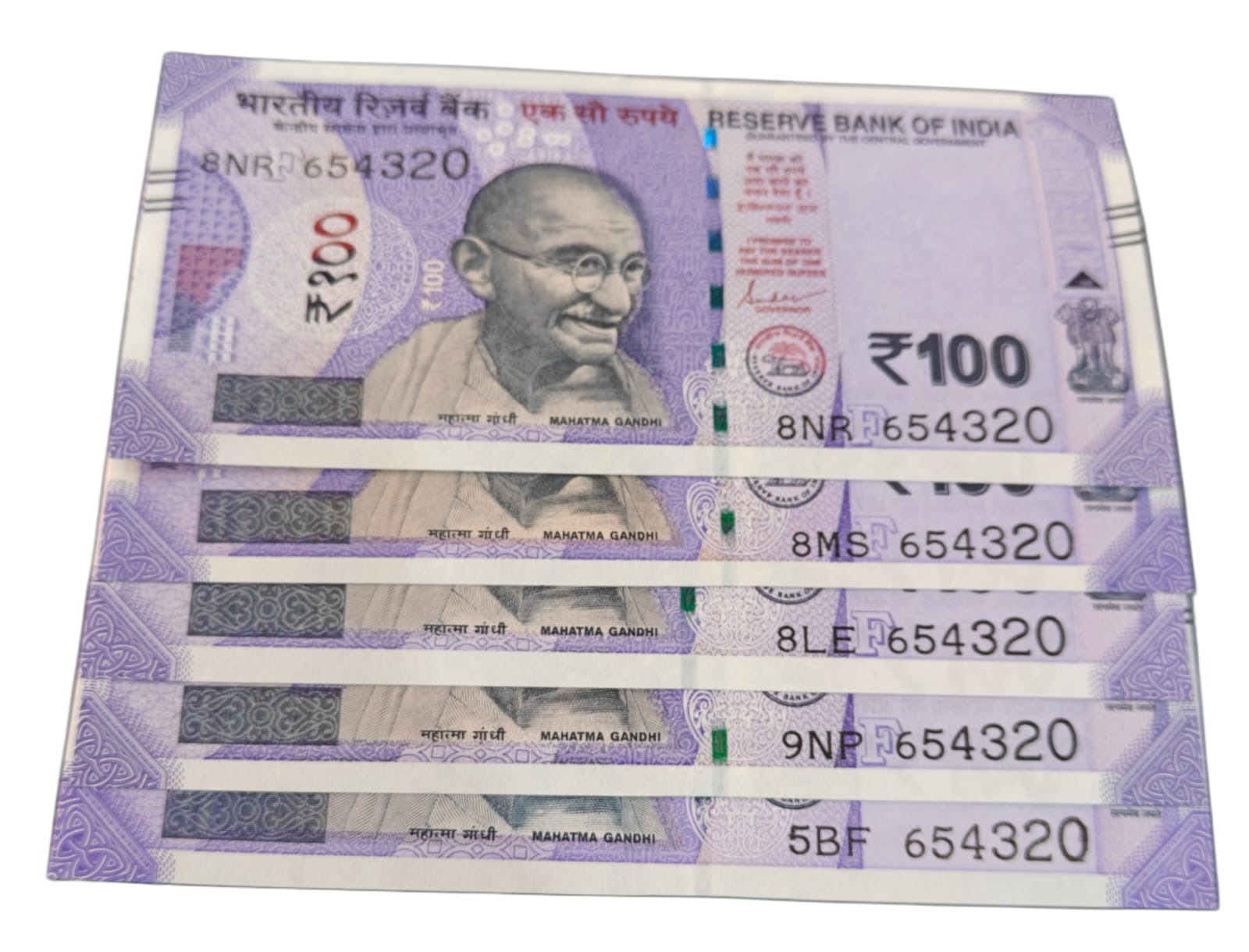 Rs 100 bank note India reverse leedar number 654320 each note price ₹400 - Collection Bazzar