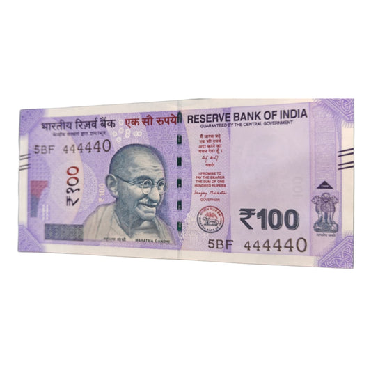 Rs 100 note semi fancy number 444440 Colic table item - Collection Bazzar