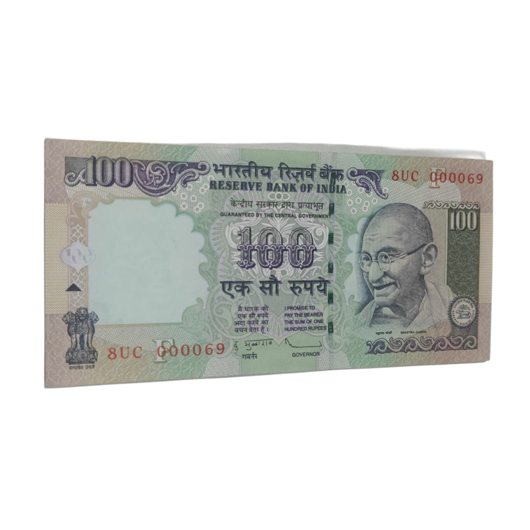 Rs 100 Note Serial 000069 Lower Number | D Subbarao Rare Collectible Items - Collection Bazzar