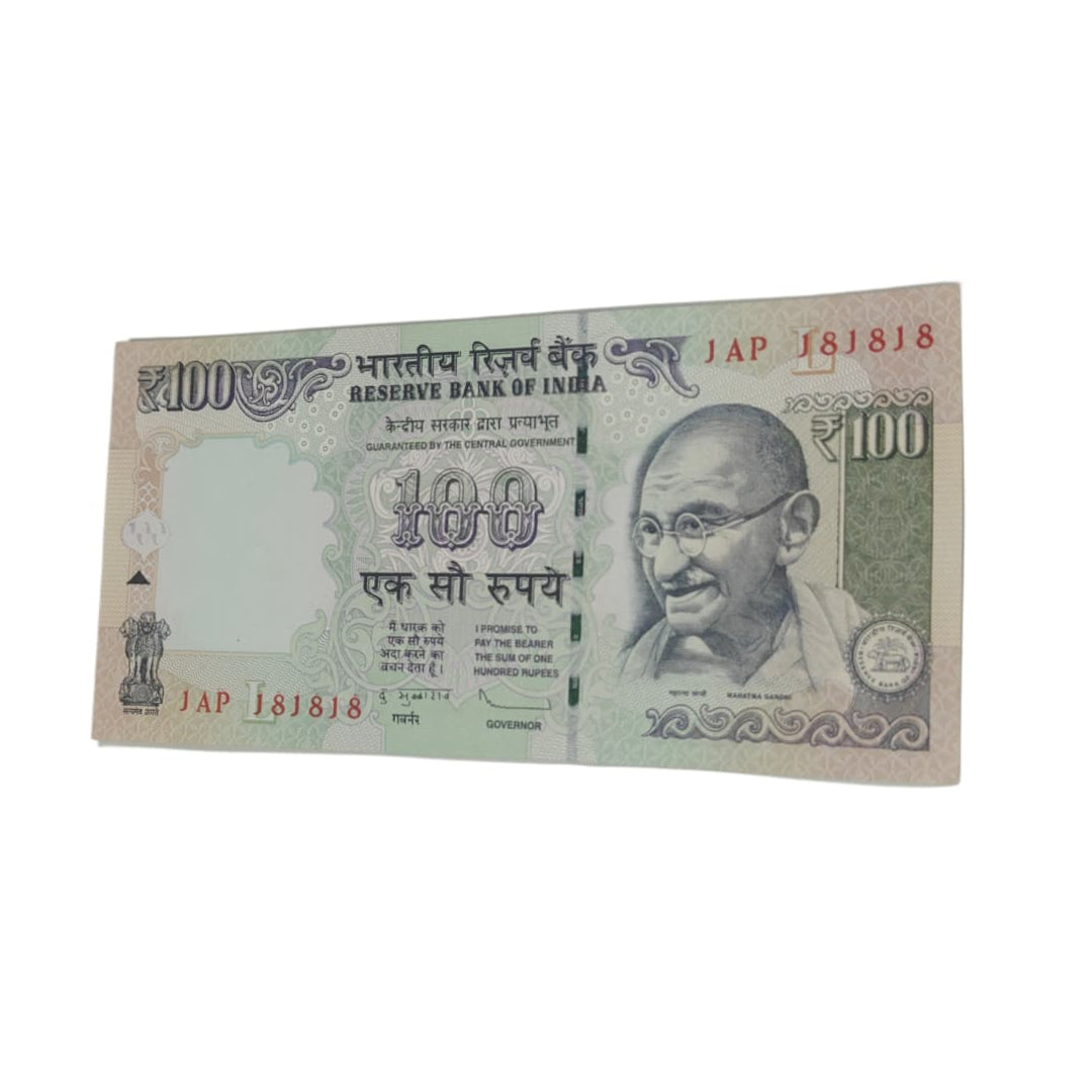 Rs 100 Note Serial 181818 Doubling Number D Subbarao Rare Collectible - Collection Bazzar