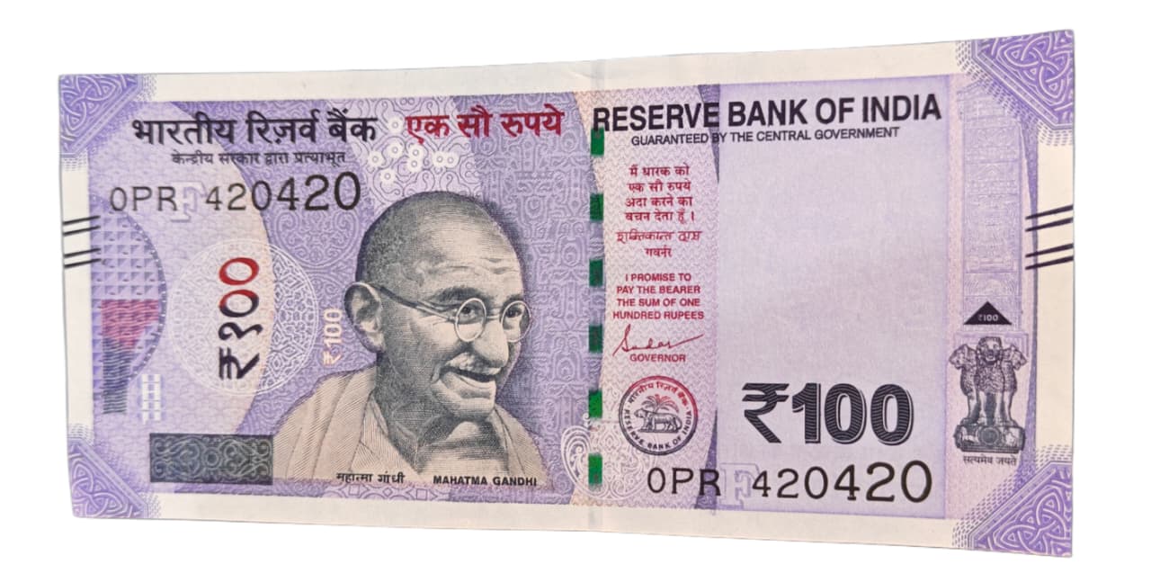 Rs 100 Note  420420. Fancy number gem unc condition - Collection Bazzar