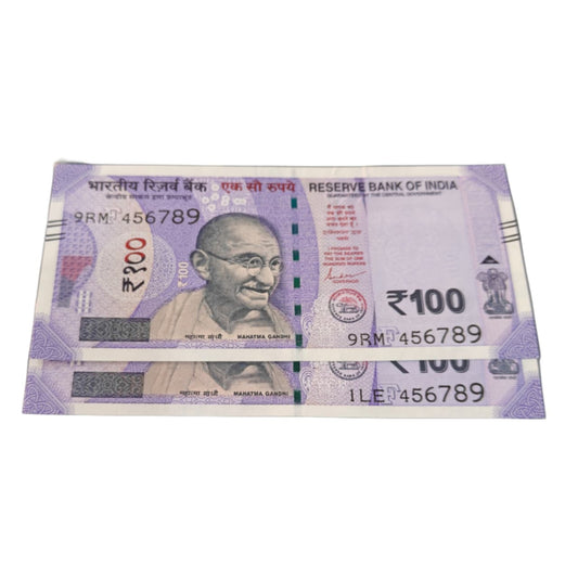 Rs 100 bank note India 456789 gem unc condition each note price mention - Collection Bazzar