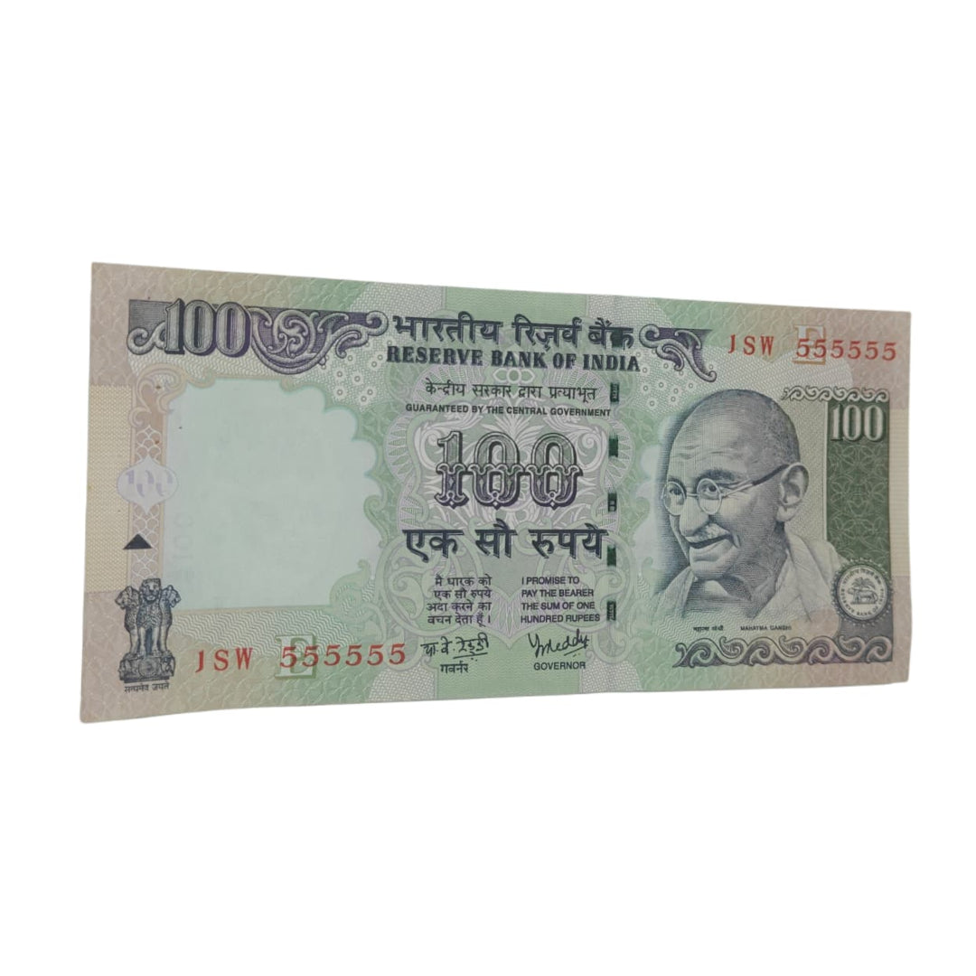 Rs 100 Note Serial 555555 Exteremly rare | Y V Reddy Rare Collectible Items - Collection Bazzar