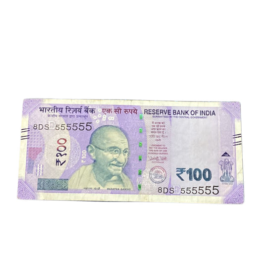 Rs 100 note all 555555 solid number governor urjit patel rare collectible - Collection Bazzar