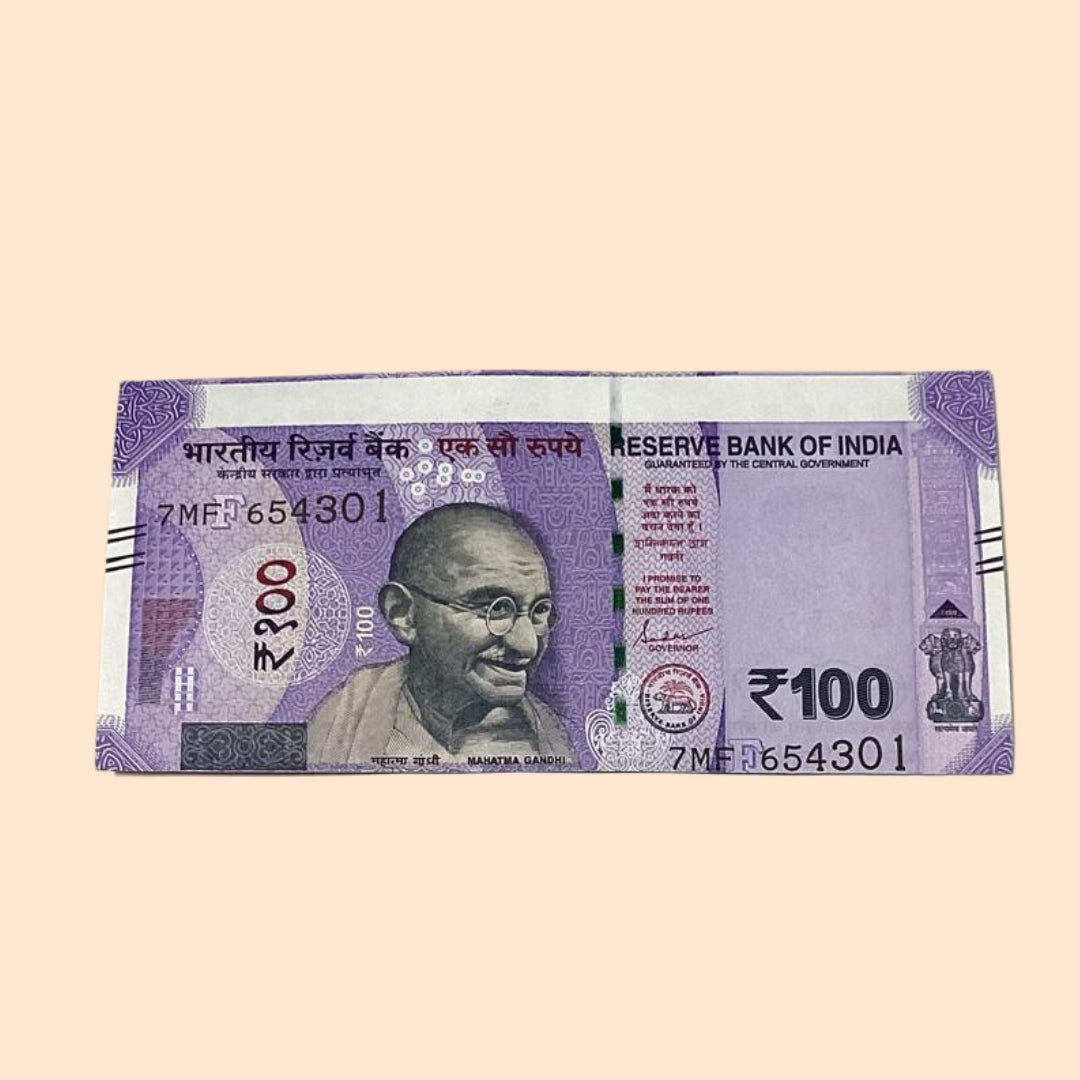 Rs 100 Note Error or Misprint Serial 654301 | Paper Shifted Rare Collectible - Collection Bazzar