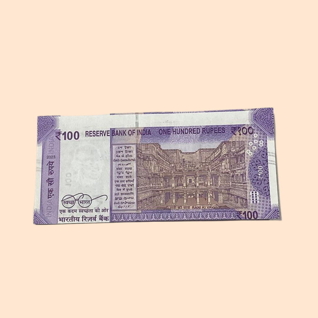 Rs 100 Note Error or Misprint Serial 654301 | Paper Shifted Rare Collectible - Collection Bazzar