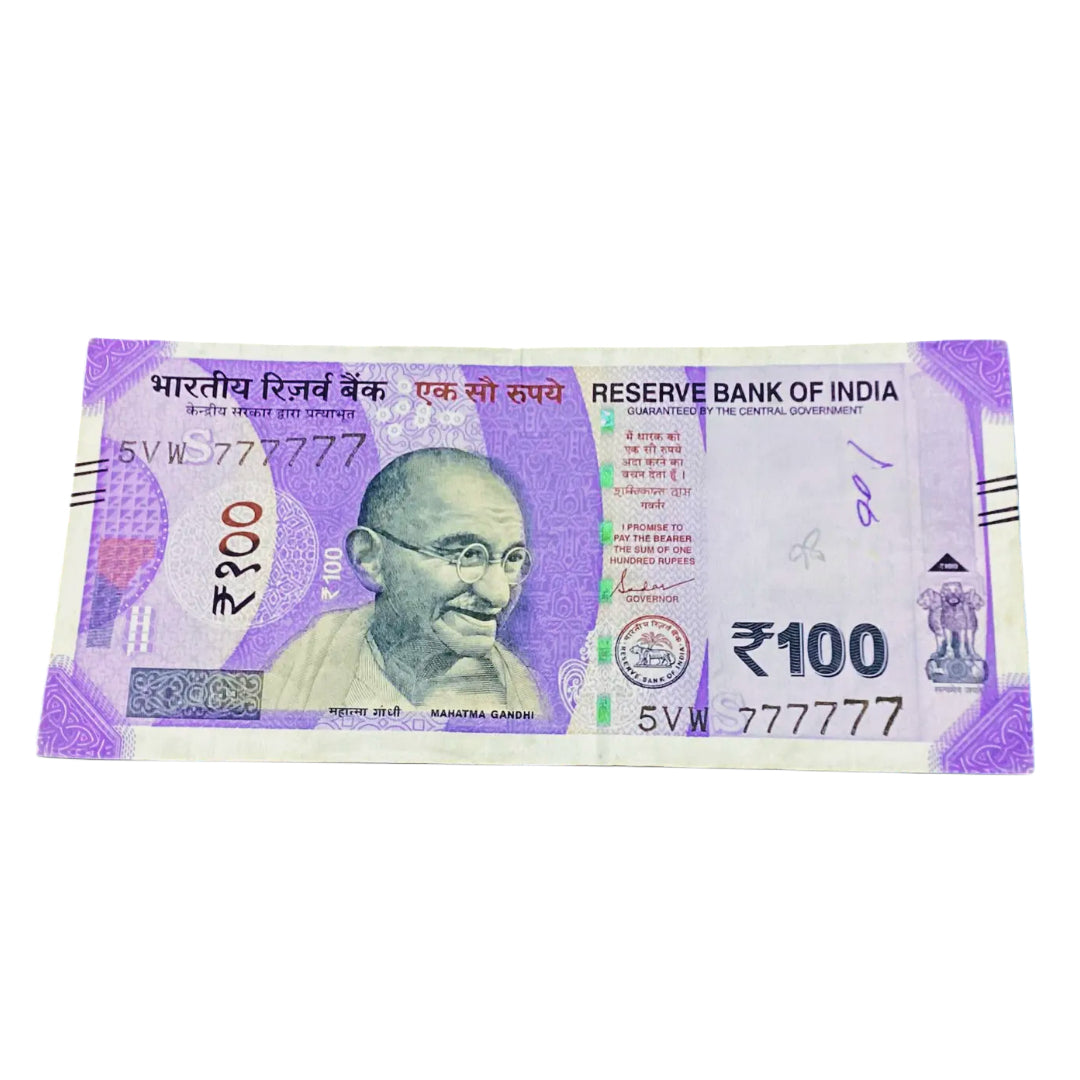 Rs 100 note all 777777 solid number governor shaktikant das  rare collectible - Collection Bazzar