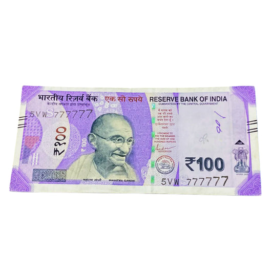 Rs 100 note all 777777 solid number governor shaktikant das  rare collectible - Collection Bazzar