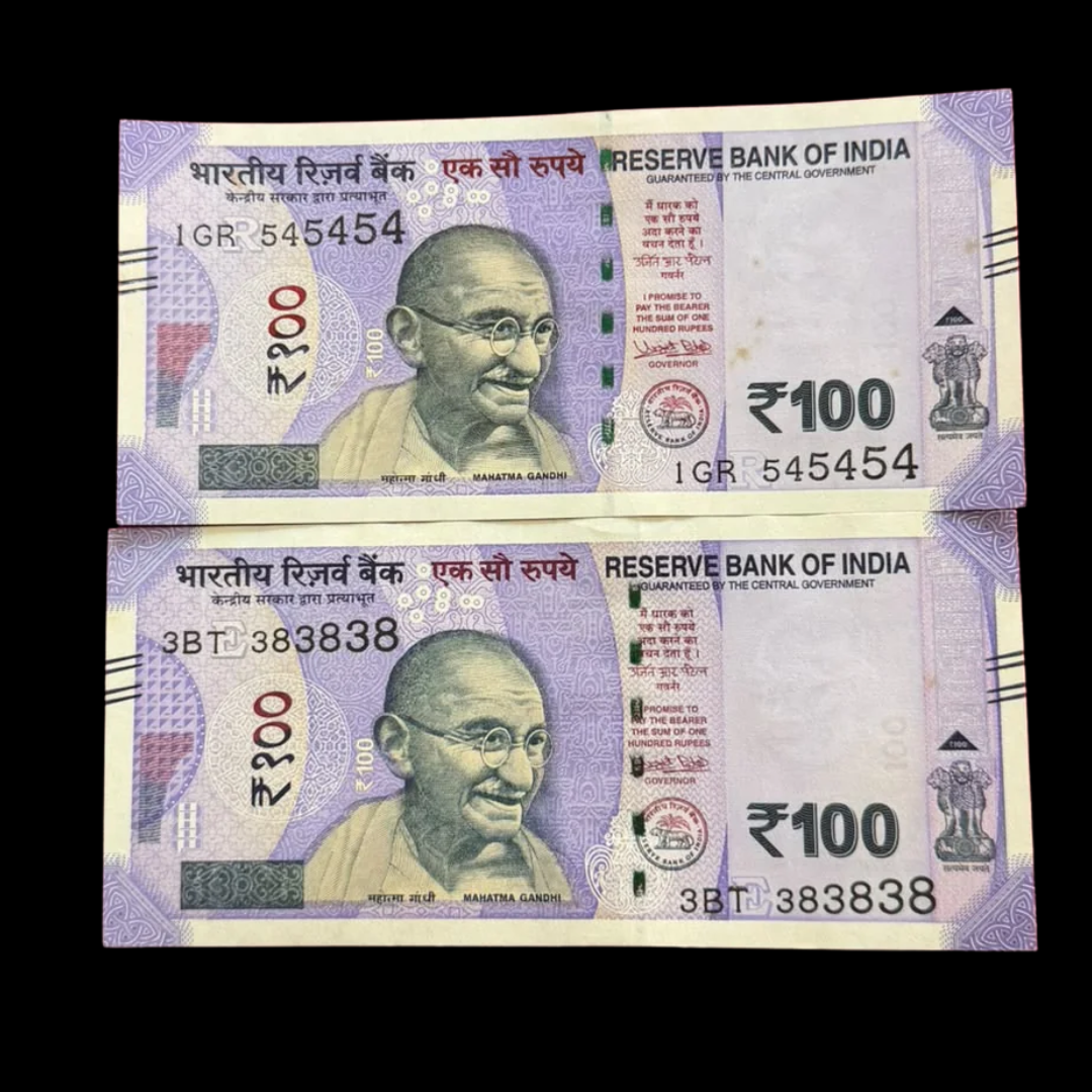 Rs 100 Note  Set Of 2 Tripling Number Fancy Rare Collectible - Collection Bazzar