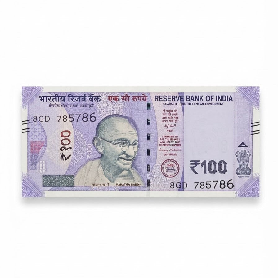 Rs 100 Note Step Number 785786 Holy Bismillah Number Rare - Collection Bazzar