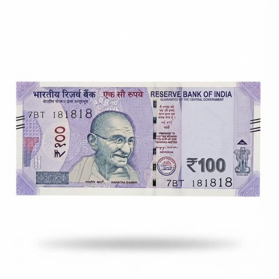 Rs 100 Note Tripling Number 181818 Fancy Number Rare - Collection Bazzar